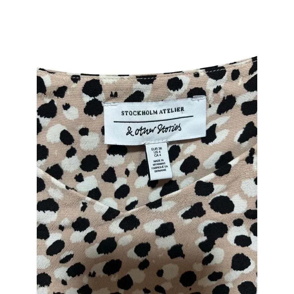 & Other Stories Leopard Print Spaghetti Strap Tank | Size 4